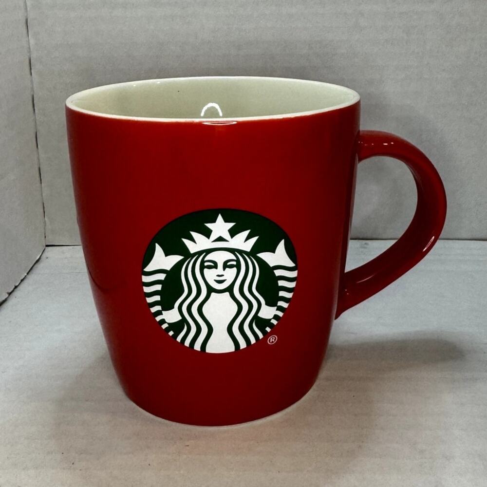Starbucks Red Mug with Green logo White inside mug